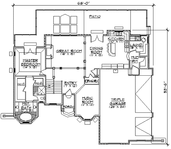 House Plan Design - European Floor Plan - Main Floor Plan #5-191