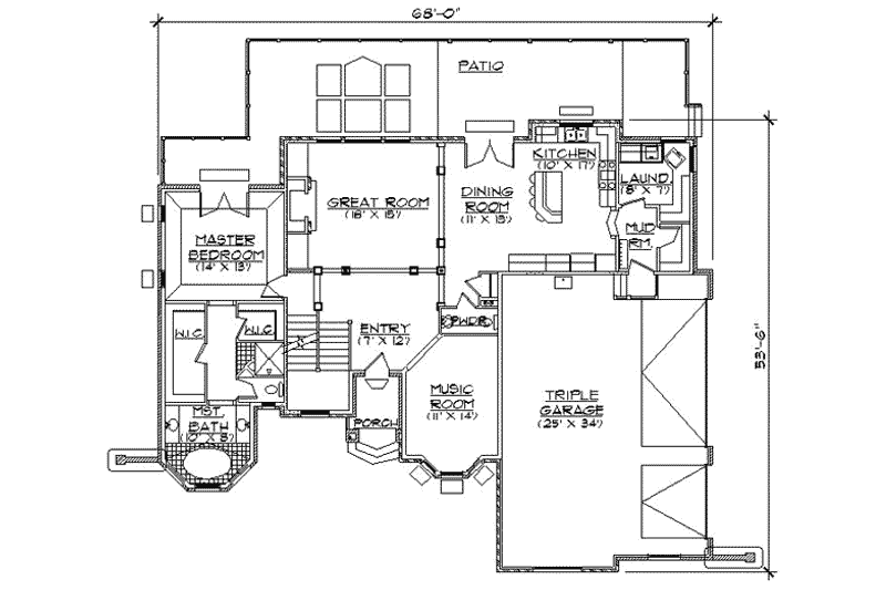 Dream House Plan - Floor Plan - Main Floor for European House Plan #5-191 - 5 bed, 3.5 bath