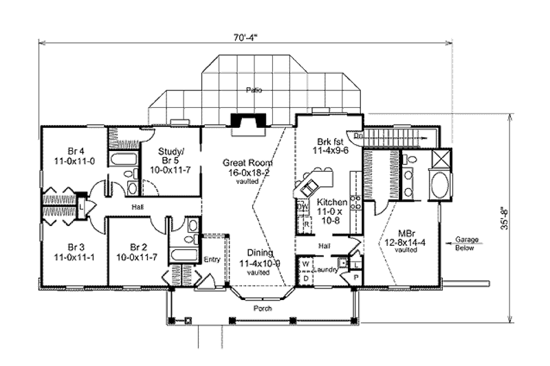 Home Plan - Floor Plan - Main Floor for Farmhouse House Plan #57-356 - 4 bed, 3 bath