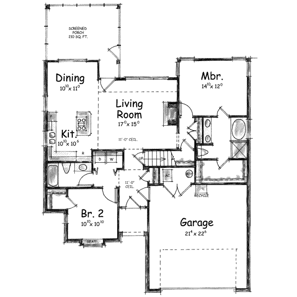 Home Plan - Traditional Floor Plan - Main Floor Plan #20-1420