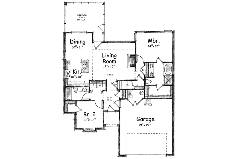 Dream House Plan - Floor Plan - Main Floor for Traditional House Plan #20-1420 - 2 bed, 2 bath