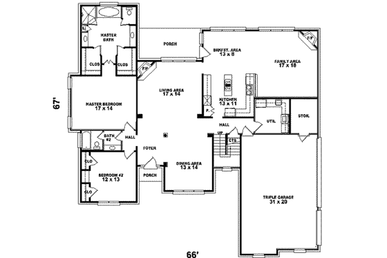 Floor Plan - Main Floor for European House Plan #81-587 - 5 bed, 4 bath
