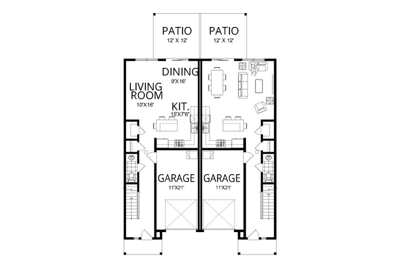 Home Plan - Floor Plan - Main Floor for Contemporary House Plan #112-252 - 3 bed, 2.5 bath