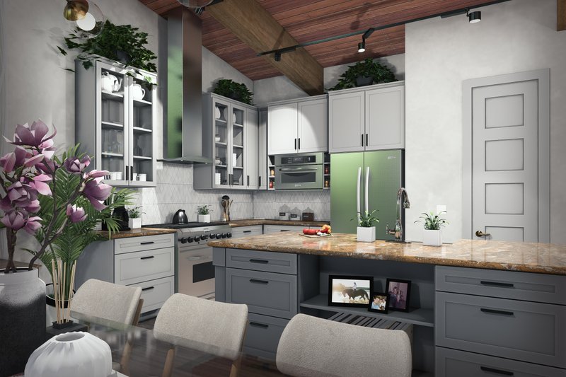 House Blueprint - Interior - Kitchen for Contemporary House Plan #120-293 - 3 bed, 3 bath