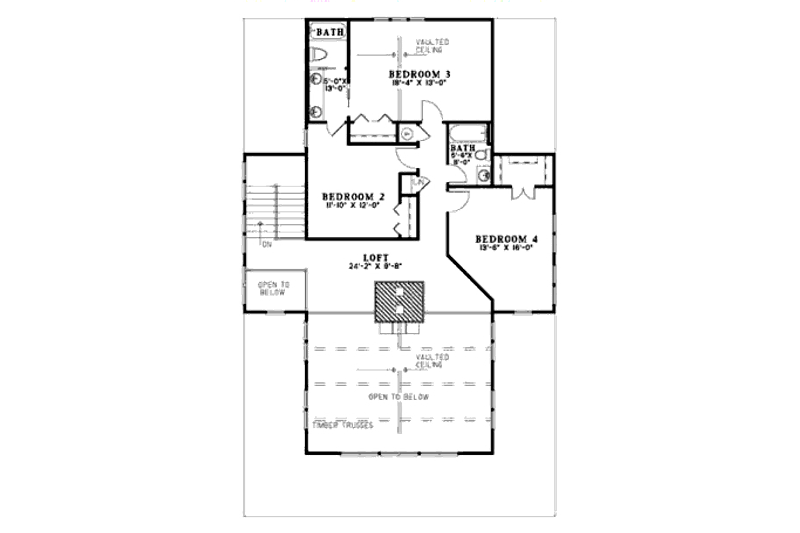 House Design - Floor Plan - Upper Floor for Country House Plan #17-2361 - 4 bed, 3.5 bath