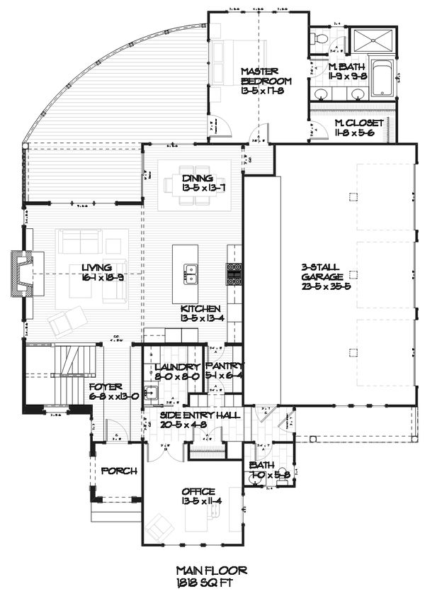 Traditional styled house plan with Contemporary floor plans
