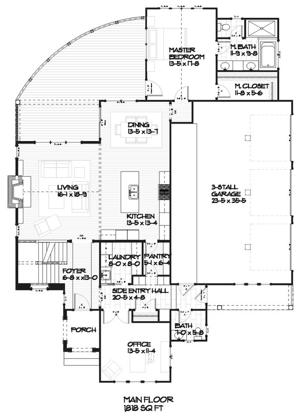 Dream House Plan - Traditional styled house plan with Contemporary floor plans