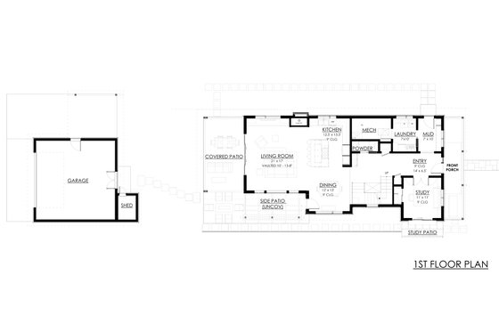 Floor Plan - Main Floor for Farmhouse House Plan #1042-23 - 3 bed, 2.5 bath