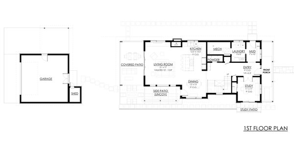 Floor Plan - Main Floor for Farmhouse House Plan #1042-23 - 3 bed, 2.5 bath