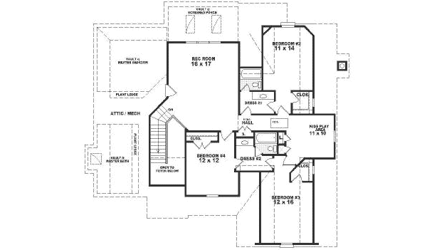 European Floor Plan - Upper Floor Plan #81-307