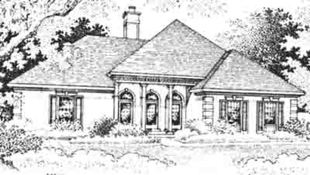 Exterior - Front Elevation 2 for European House Plan #45-287 - 3 bed, 2 bath