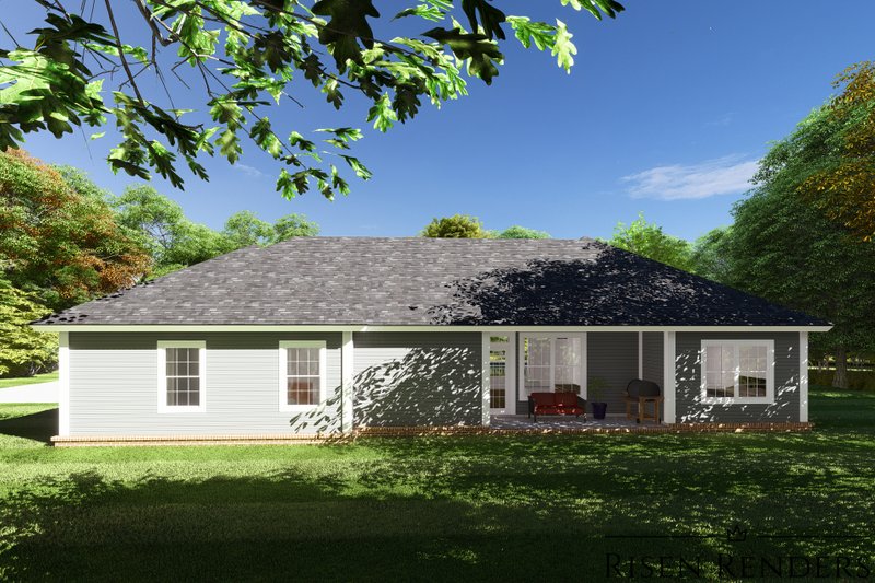 Architectural House Design - Exterior - Rear Elevation for Country House Plan #513-8 - 3 bed, 2 bath