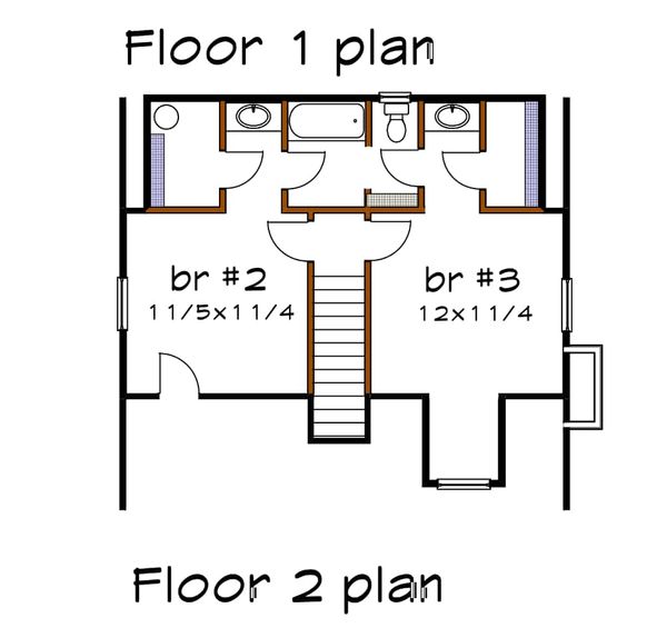 Architectural House Design - Cottage Floor Plan - Upper Floor Plan #79-156