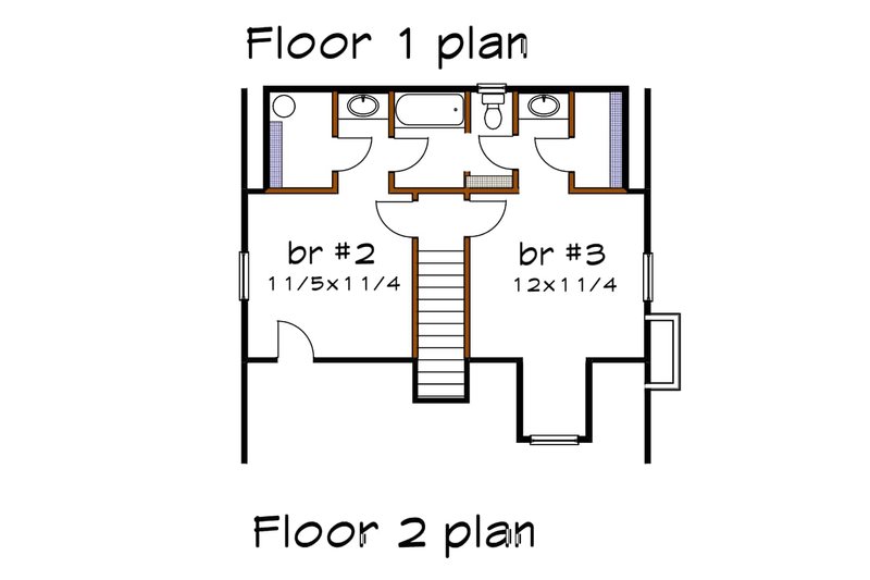 Architectural House Design - Floor Plan - Upper Floor for Traditional House Plan #79-156 - 3 bed, 2.5 bath