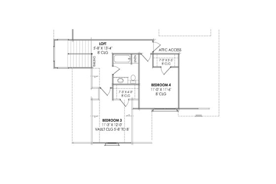 Floor Plan - Upper Floor for European House Plan #1096-83 - 4 bed, 3 bath