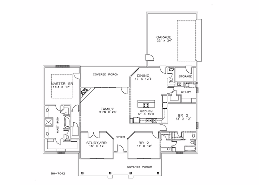 Floor Plan - Main Floor for Country House Plan #8-172 - 4 bed, 2.5 bath