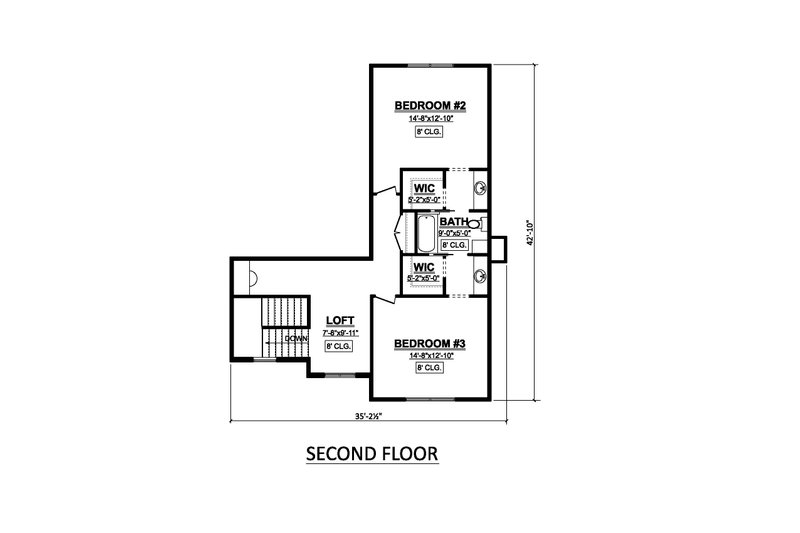 House Blueprint - Floor Plan - Upper Floor for Country House Plan #1089-22 - 3 bed, 2.5 bath