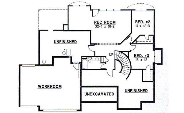 Floor Plan - Lower Floor for Mediterranean House Plan #67-357 - 3 bed, 2.5 bath