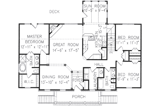 Floor Plan - Main Floor for Southern House Plan #54-118 - 4 bed, 3 bath