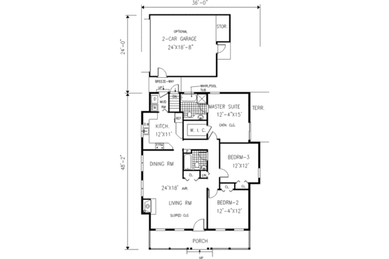 Floor Plan - Main Floor for Country House Plan #3-114 - 3 bed, 2 bath
