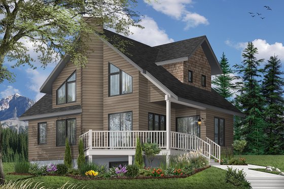 Exterior - Front Elevation 3 for Country House Plan #23-2030 - 2 bed, 2 bath