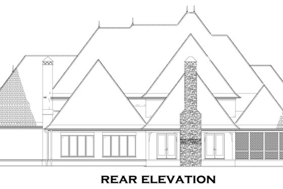 Exterior - Rear Elevation for European House Plan #17-3329 - 4 bed, 4.5 bath