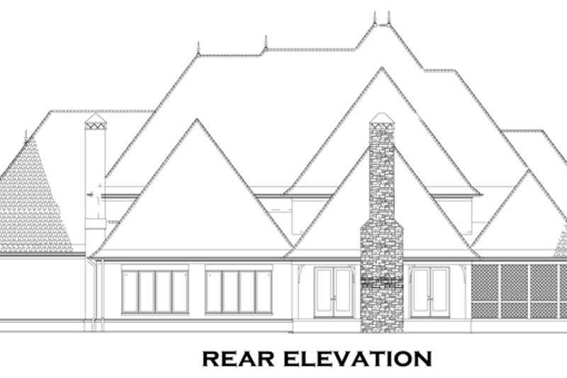 Home Plan - Exterior - Rear Elevation for European House Plan #17-3329 - 4 bed, 4.5 bath