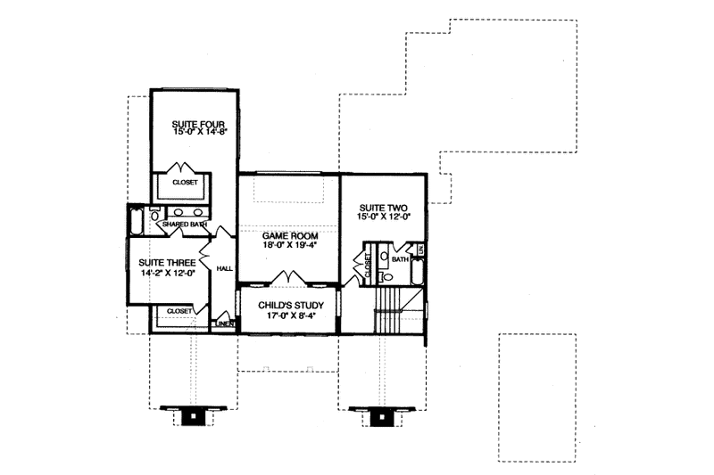 Dream House Plan - Floor Plan - Upper Floor for Colonial House Plan #413-826 - 4 bed, 3.5 bath