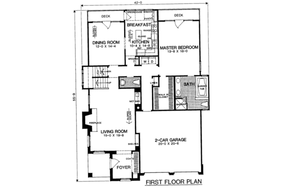 Floor Plan - Main Floor for Traditional House Plan #322-106 - 3 bed, 3.5 bath