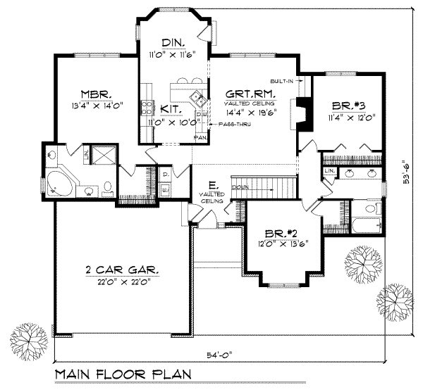 House Design - Traditional Floor Plan - Main Floor Plan #70-163
