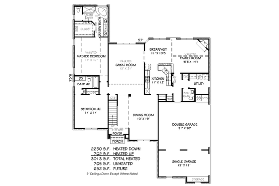 Floor Plan - Main Floor for European House Plan #424-20 - 4 bed, 4 bath