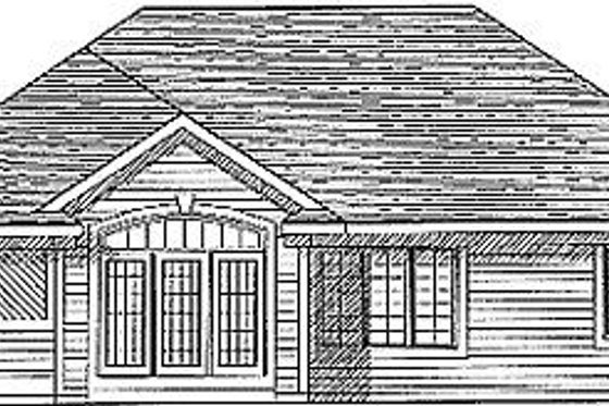 Exterior - Rear Elevation for Traditional House Plan #70-129 - 3 bed, 2 bath
