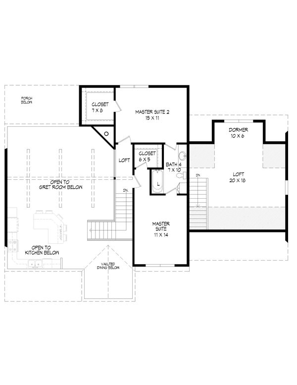 Country Floor Plan - Upper Floor Plan #932-327