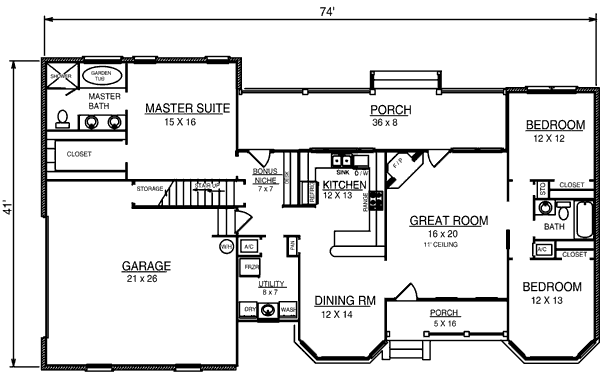 Architectural House Design - Country Floor Plan - Main Floor Plan #14-232