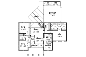 Floor Plan - Main Floor for European House Plan #45-124 - 3 bed, 2 bath