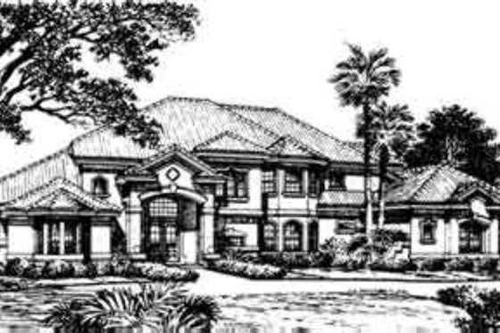 Exterior - Front Elevation for European House Plan #135-113 - 4 bed, 4.5 bath