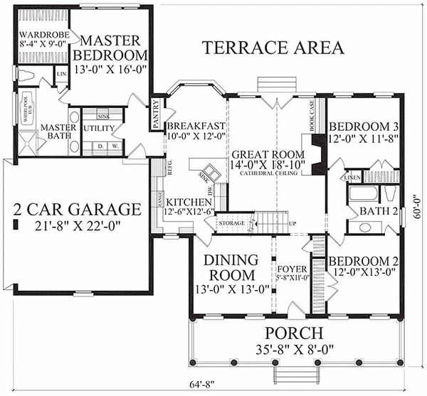 House Plan Design - Country Floor Plan - Main Floor Plan #137-198