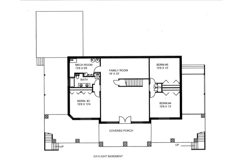 Home Plan - Floor Plan - Lower Floor for Craftsman House Plan #117-1112 - 5 bed, 3 bath