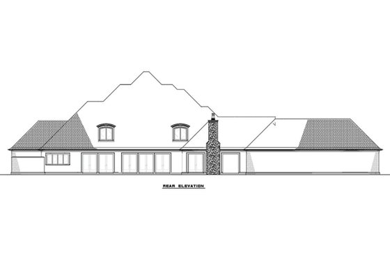 Exterior - Rear Elevation for European House Plan #923-98 - 5 bed, 6.5 bath