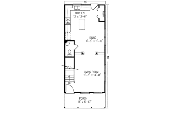 Floor Plan - Main Floor for Farmhouse House Plan #410-248 - 2 bed, 2.5 bath