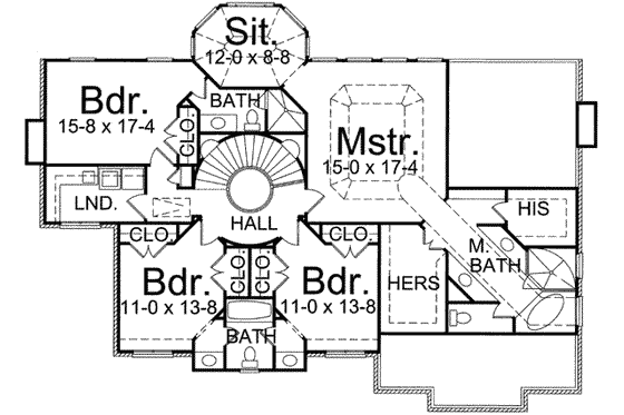 Floor Plan - Upper Floor for European House Plan #119-103 - 4 bed, 3.5 bath
