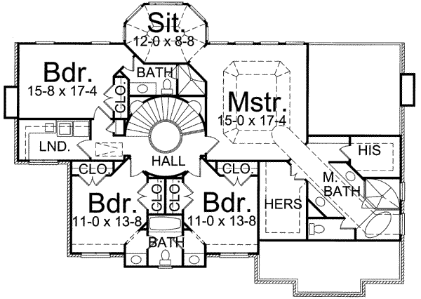 House Blueprint - European Floor Plan - Upper Floor Plan #119-103