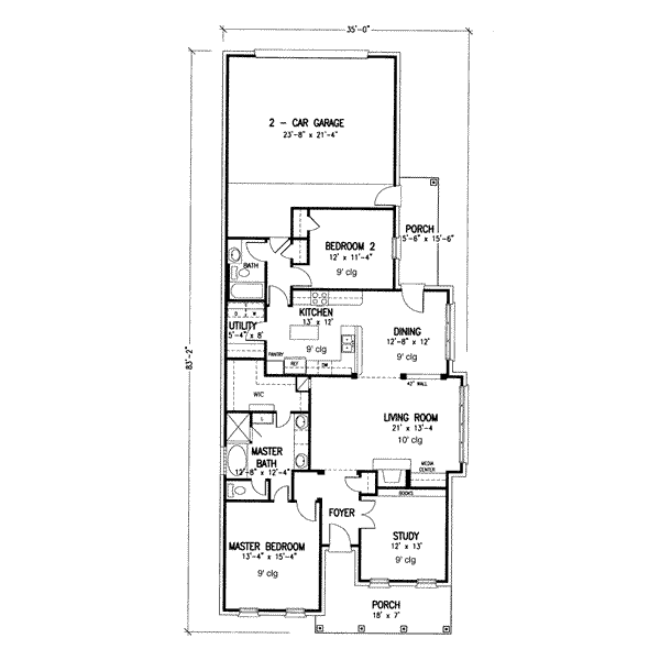 Architectural House Design - Colonial Floor Plan - Main Floor Plan #410-325