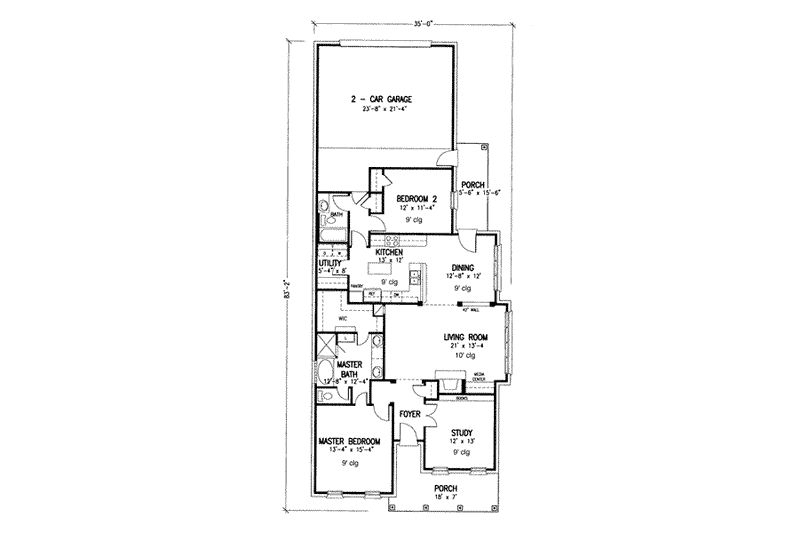 Home Plan - Floor Plan - Main Floor for Colonial House Plan #410-325 - 2 bed, 2 bath