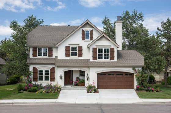 Exterior - Front Elevation 3 for European House Plan #20-2034 - 4 bed, 3.5 bath