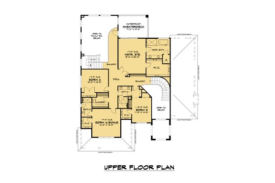 Floor Plan - Upper Floor for Mediterranean House Plan #1066-108 - 5 bed, 4.5 bath