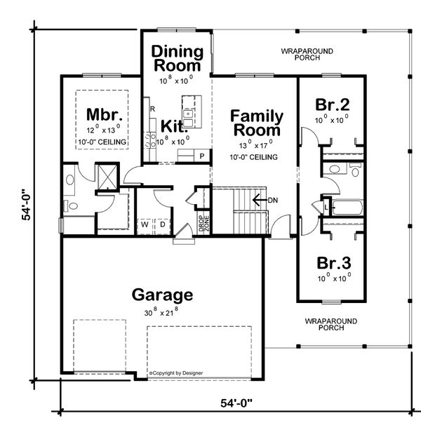 House Plan Design - Farmhouse Floor Plan - Main Floor Plan #20-2444