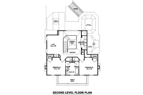 Floor Plan - Upper Floor for Southern House Plan #81-1108 - 3 bed, 2.5 bath