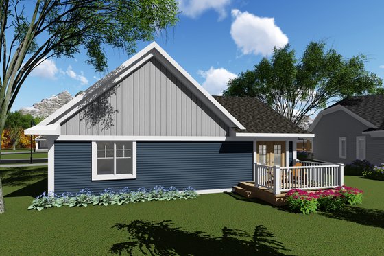 Exterior - Rear Elevation for Craftsman House Plan #70-1257 - 2 bed, 1 bath