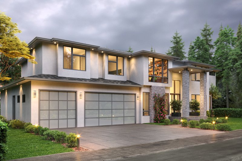 House Plan Design - Exterior - Front Elevation 3 for Contemporary House Plan #1066-233 - 5 bed, 3.5 bath